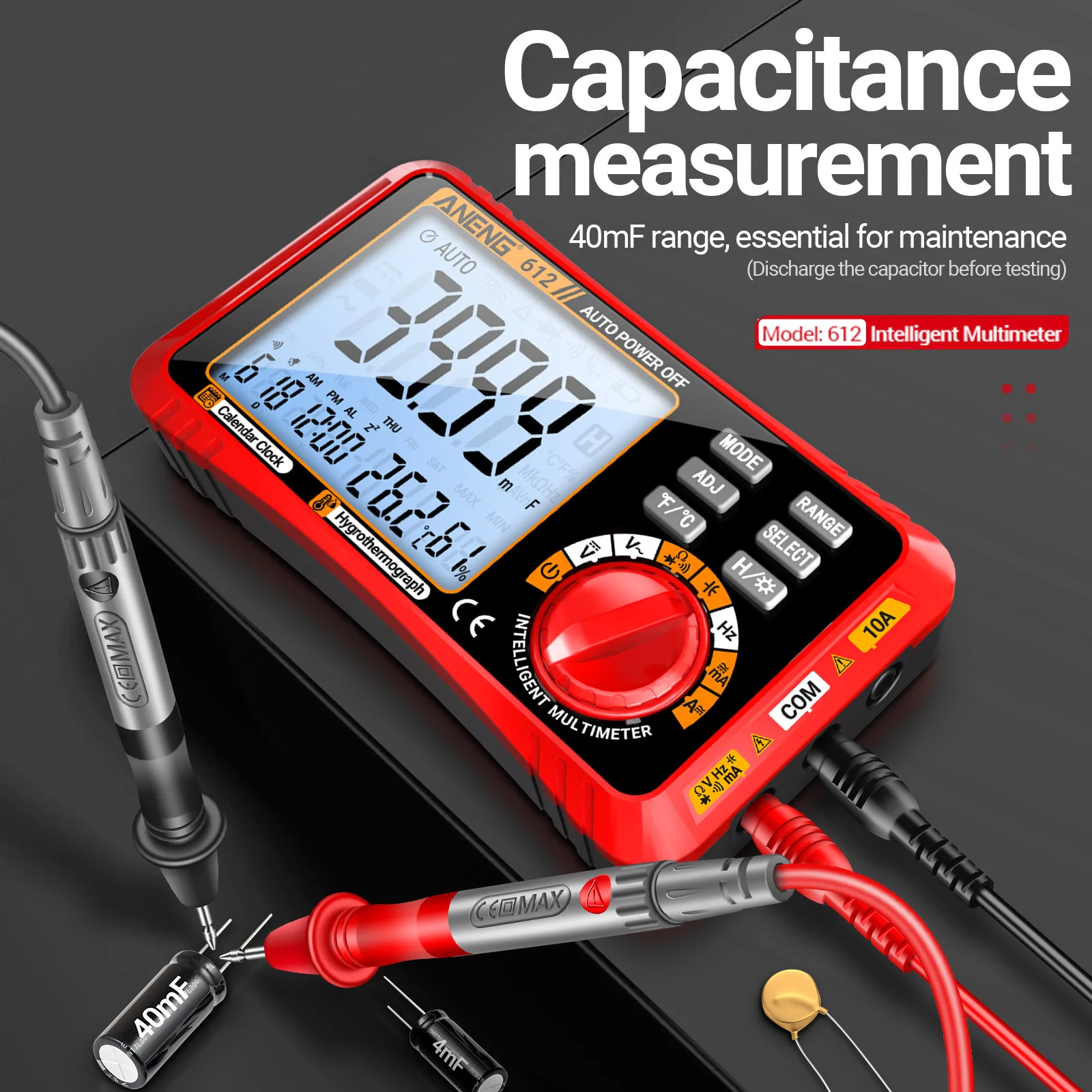 ANENG 612/613 Smart Digital multimetri AC/DC capacità di tensione di corrente misurazione professionale strumenti di Test Multimetro