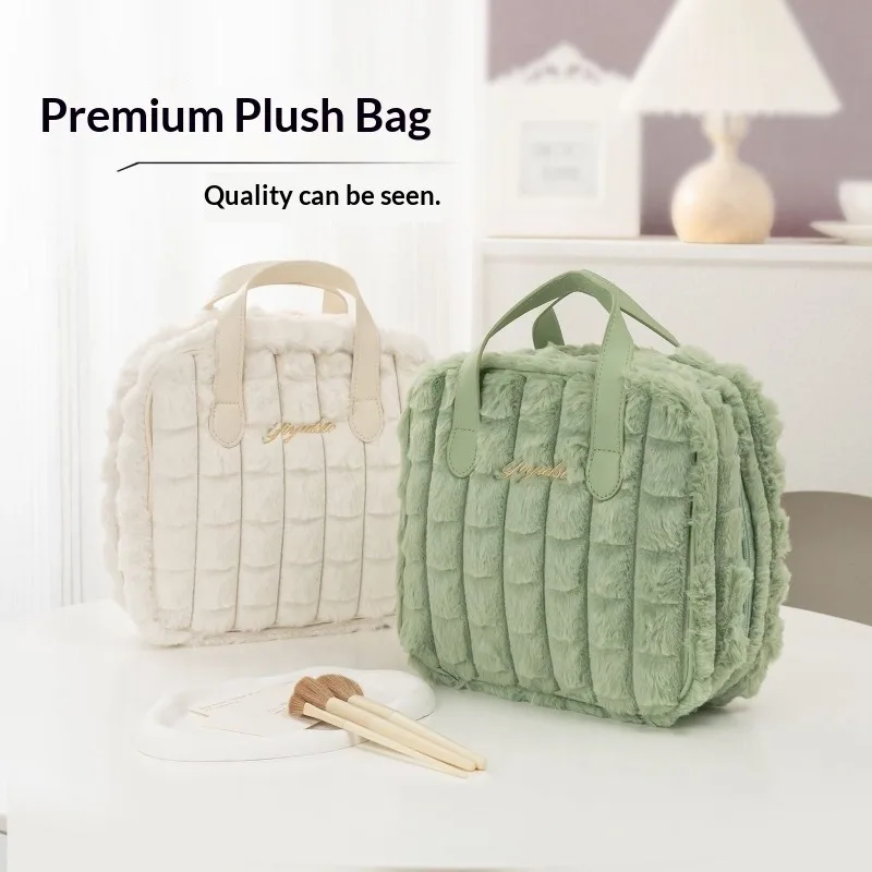 

Плюшевая косметичка, женская косметичка, портативный органайзер для макияжа, дорожный набор туалетных принадлежностей, сумки, большая вместительная сумка для стирки