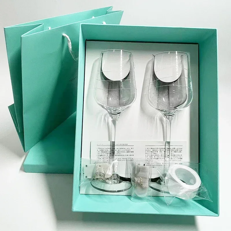 2Pcs Champagne Glass Couple Cups Wedding Gift Red Wine Glass Gift Box Set Engagement Gift Birthday Wine Glass Set