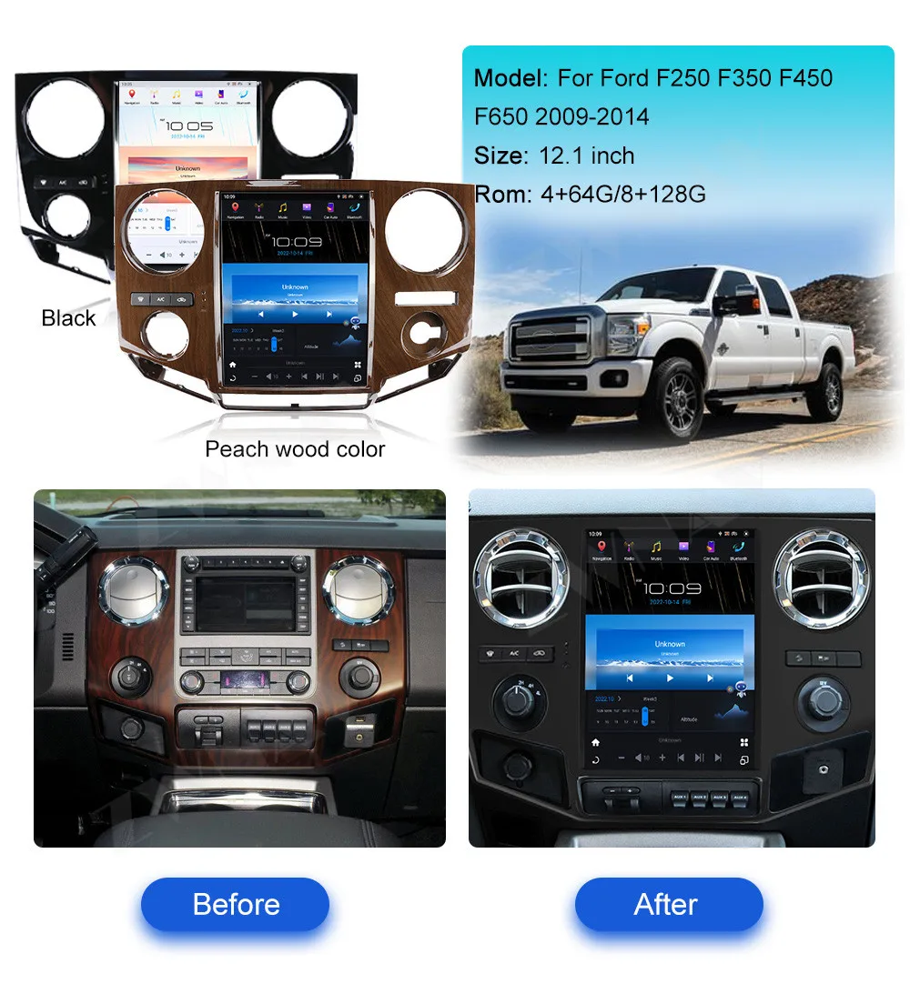 Qualcomm 8 Core Car Radio Vertical Style For Ford F250 F350 F450 F650 2009-2014 GPS Navigation Carplay Auto Multimedia Player