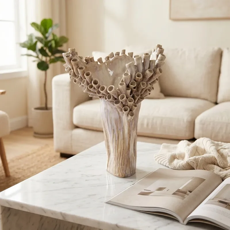 Modern simple handmade ceramic vase creative designer living room decoration ornament