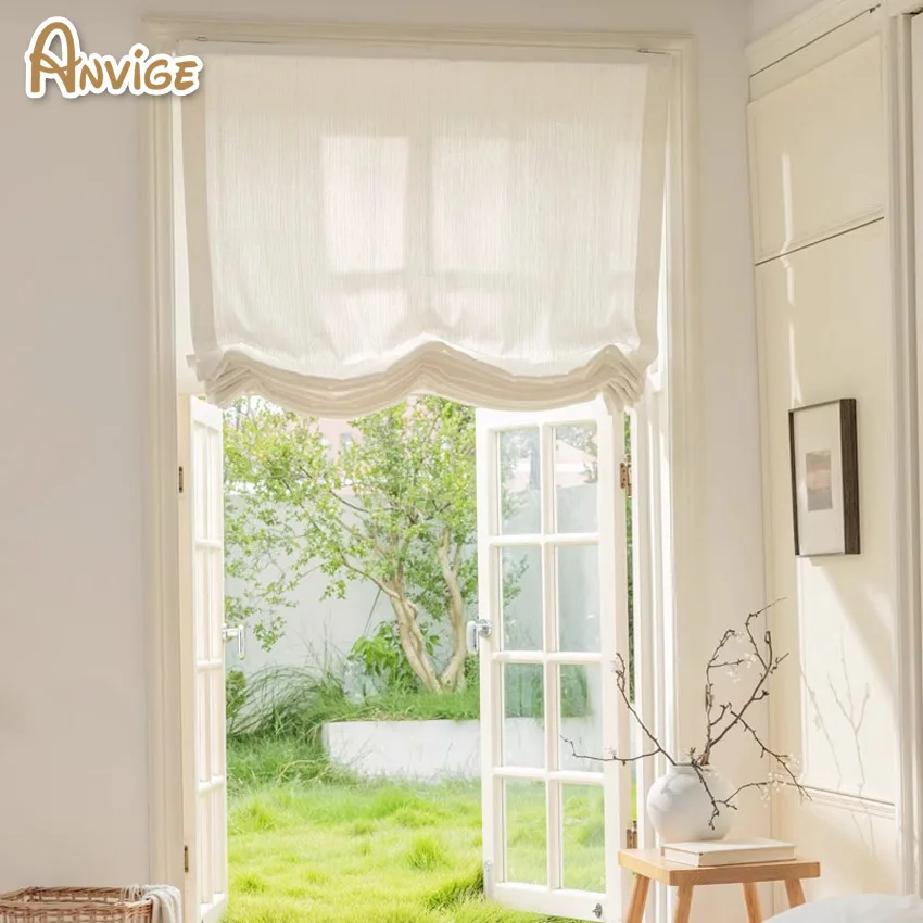 

Modern Natural Linen Relaxed Roman Shades Customized Roman Blinds Window Curtains For Living Room Easy To Install