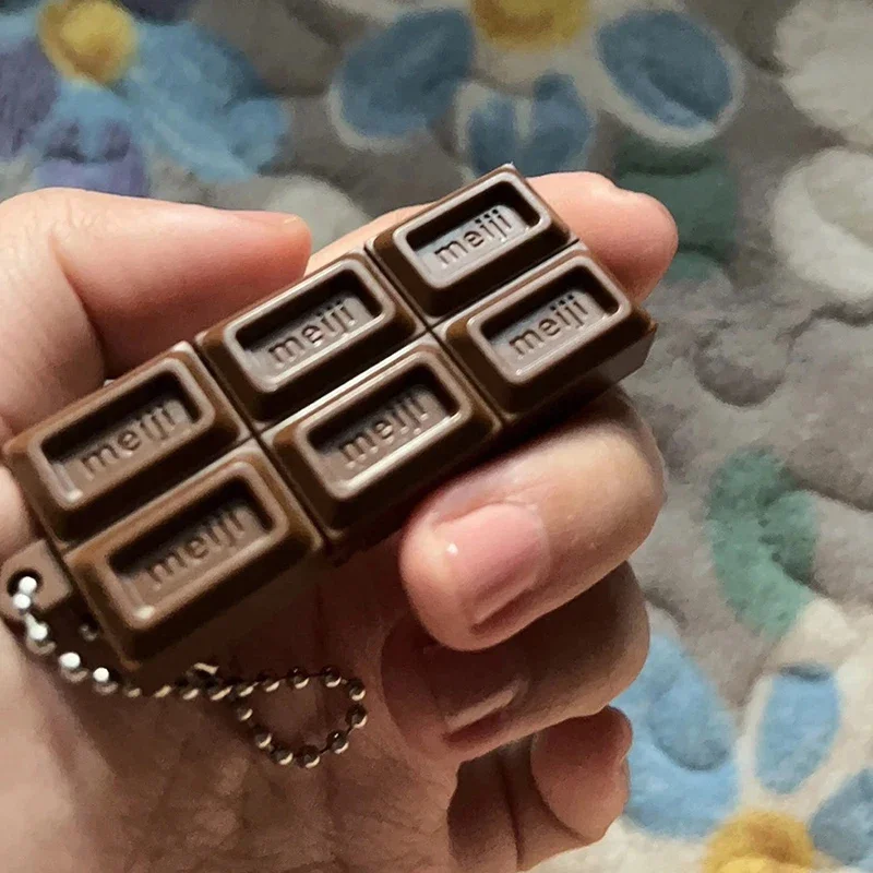 Bandai Hot Japanese Style Simulated Meiji Chocolate Fidget Toy Stress Relief Keychain Bendable Snap Pendant Creative Gifts toys