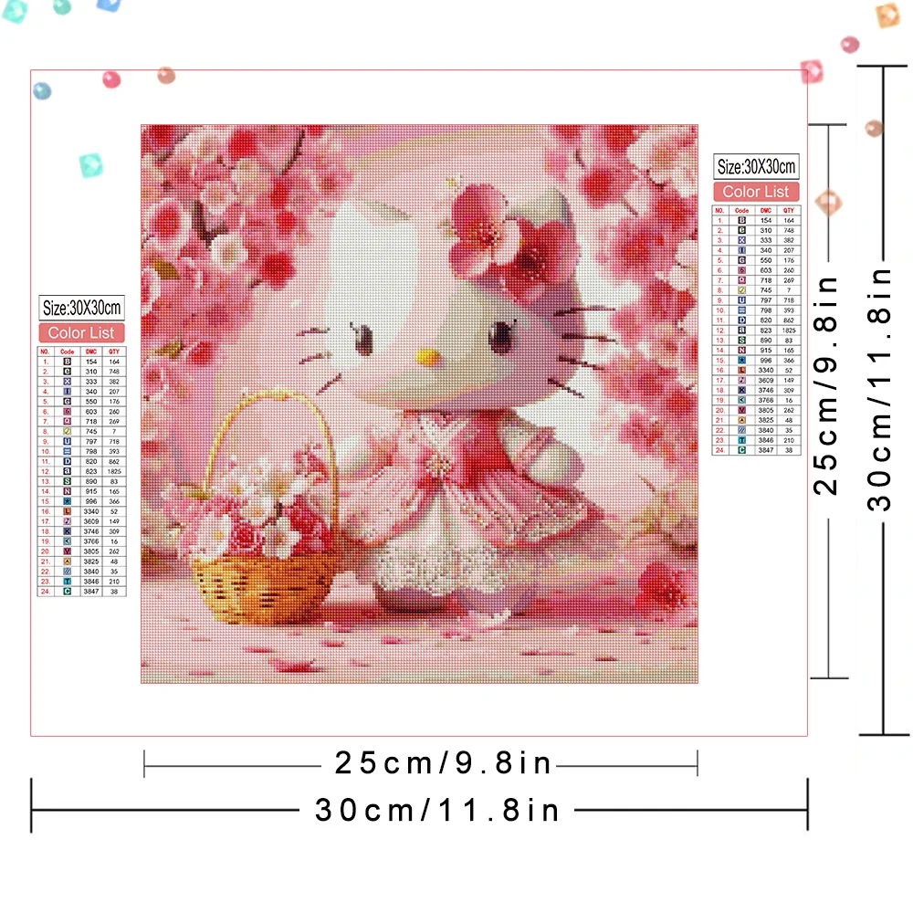 Sanrio Full Square Round Diamond Painting Hello Kitty Embroidery 5D DIY New Arrival Cartoon Cross Stitch Mosaic Home Decor