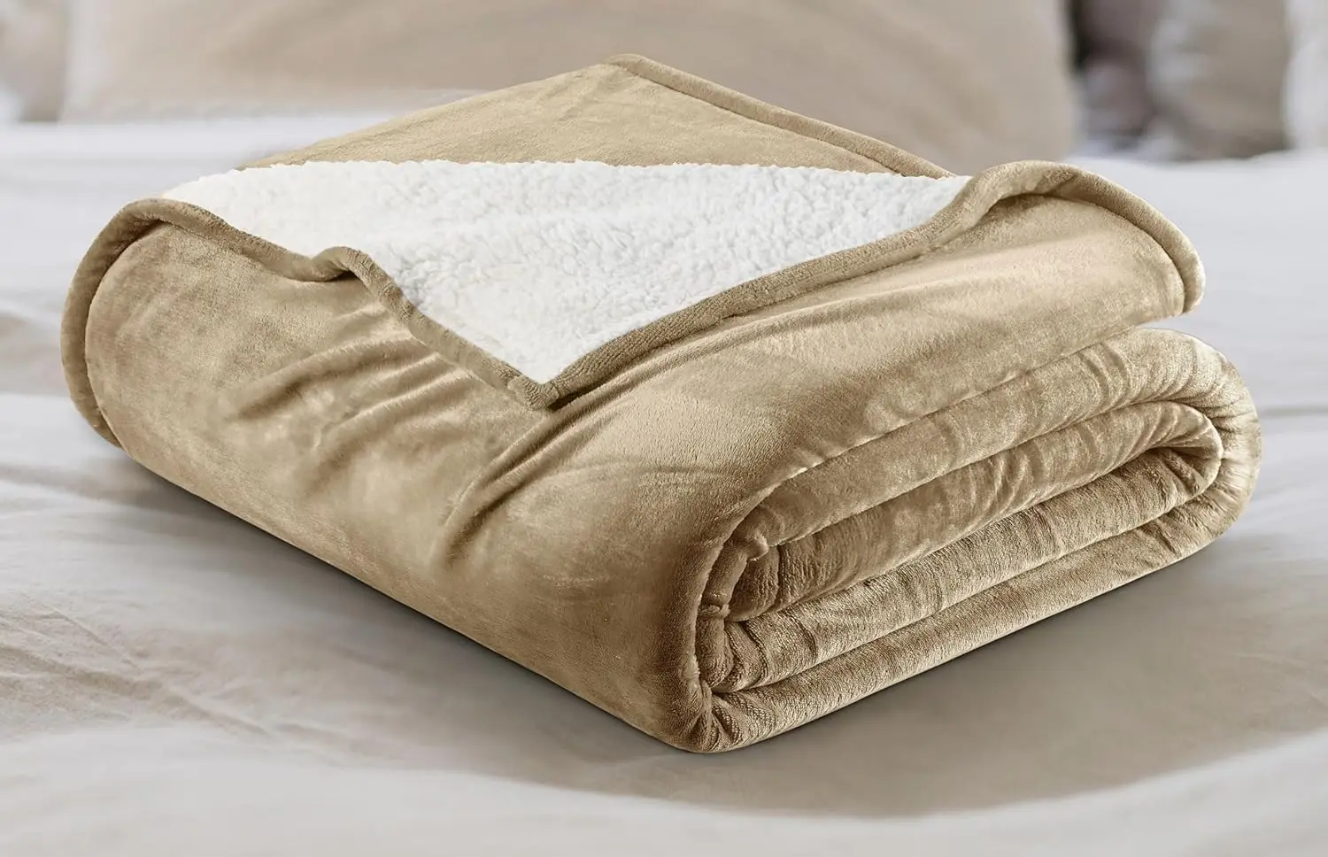 

Sherpa Blanket Twin Size (Camel, 90X66 Hes) - Soft Lightweight Plush Fleece Reversible Blanket For Bed, Sofa, Couch, Camping