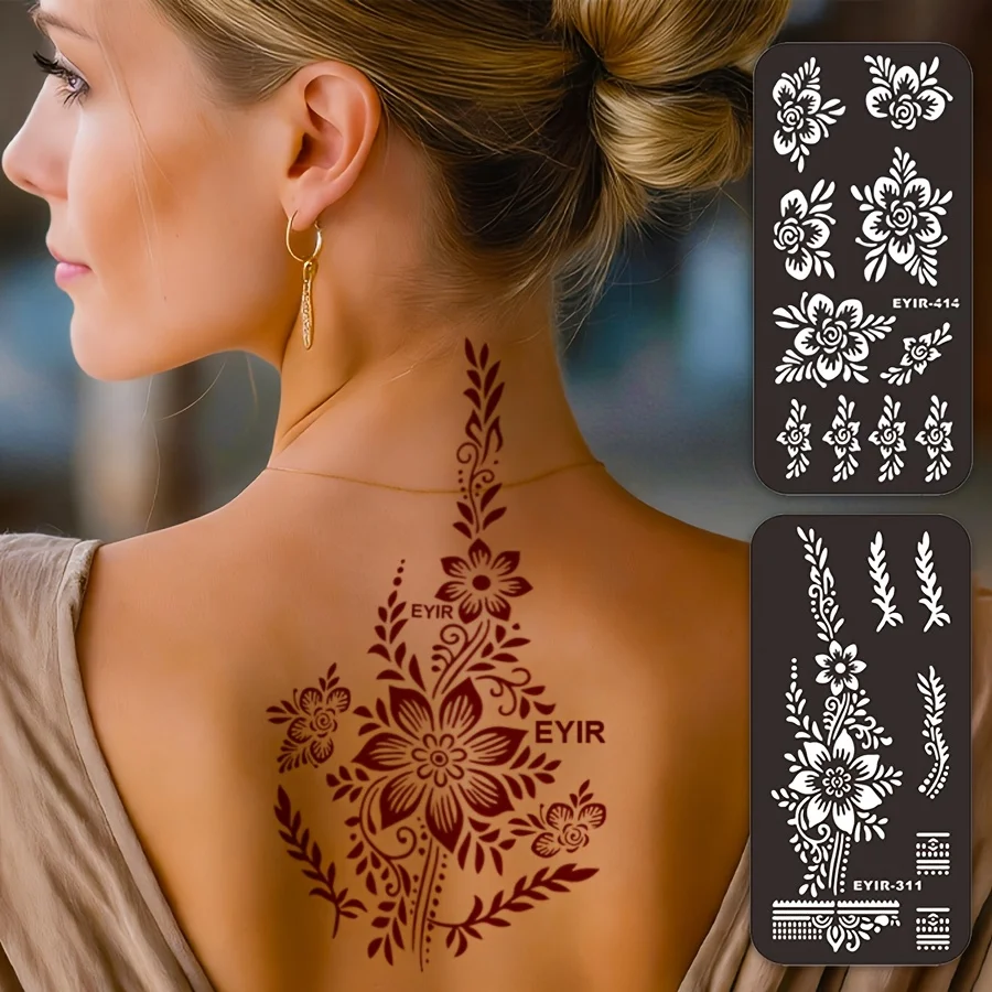 Kit de 11 pochoirs pour tatouage des mains — Pochoirs réutilisables pour peinture corporelle (mains, bras et corps) ; Idéal pour