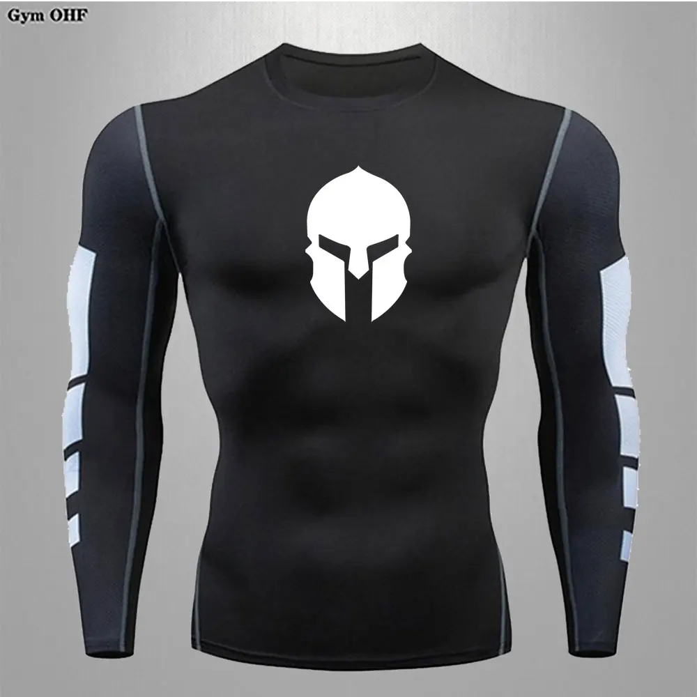 Rashguard Spartan męska koszulka Outdoor Fitness siłownia Jogging trening Tshirt koszulki kompresyjne do biegania męska bluza odprowadzająca wilgoć