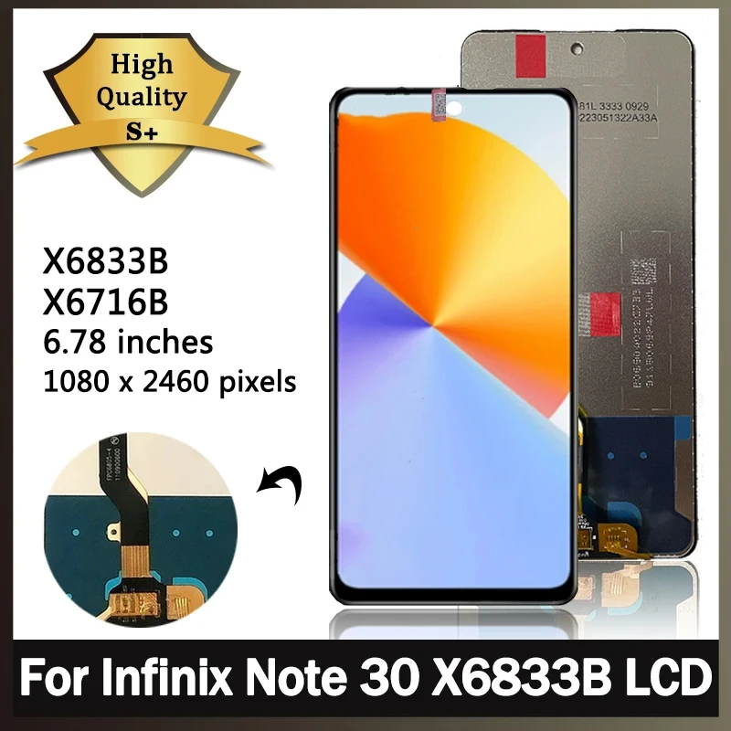 

Протестировано для Infinix Note 30 X6833B X6716B ЖК-дисплей, дигитайзер сенсорного экрана в сборе, замена для Infinix Note30 4G дисплей