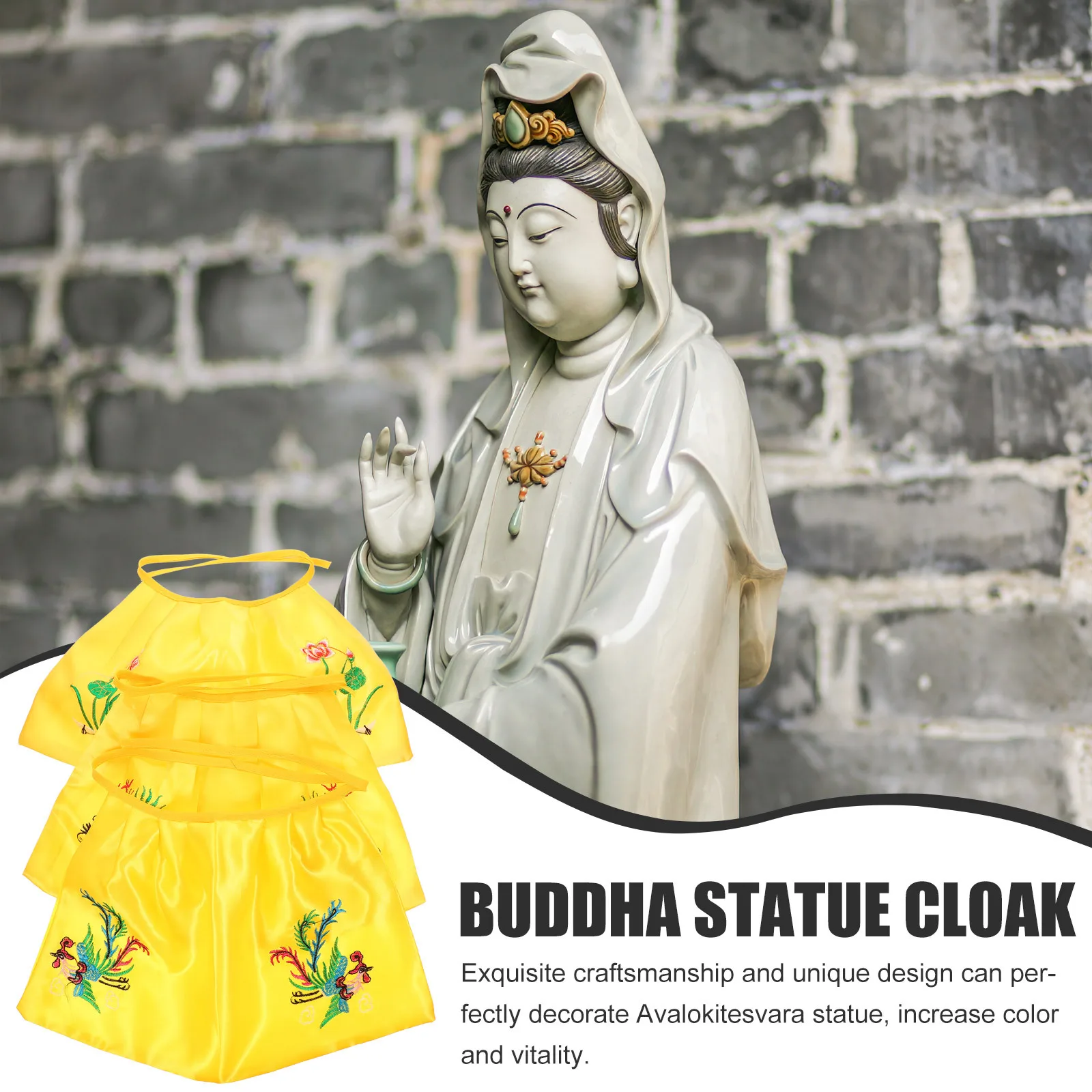 

3pcs Buddha Cloak For Statue Avalokitesvara Shawl Fabric Bodhisattva Temple Decor Reusable Durable Creative Cloak