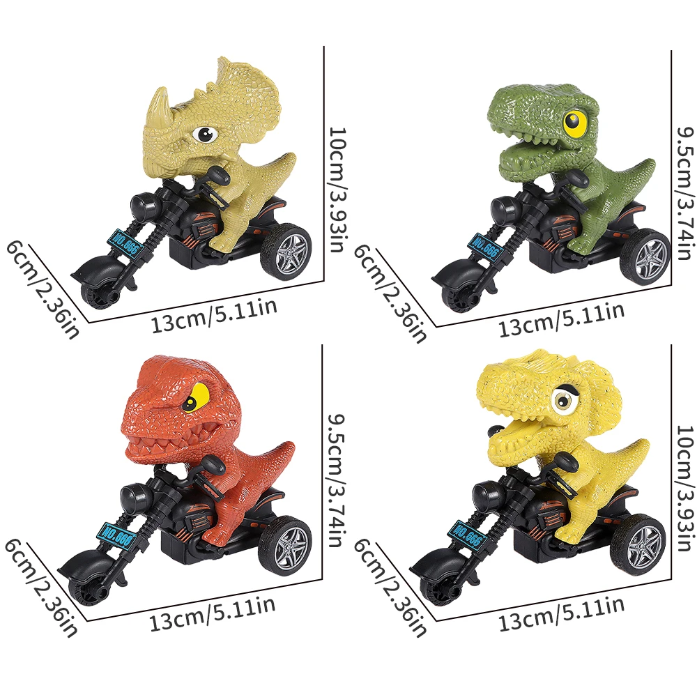 Dinosaur Riding Motorcycle Car Children Toy Inertia Animal Model Pull Back Toy Miniatures  Figurines Dinosaur Toys for Kids Gift