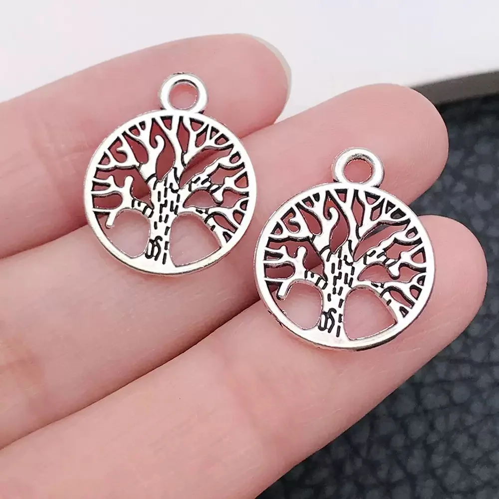 5/10pcs Antique Silver Plated Tree Pendants For Necklaces Handmade DIY Alloy Charms jewelry making supplies