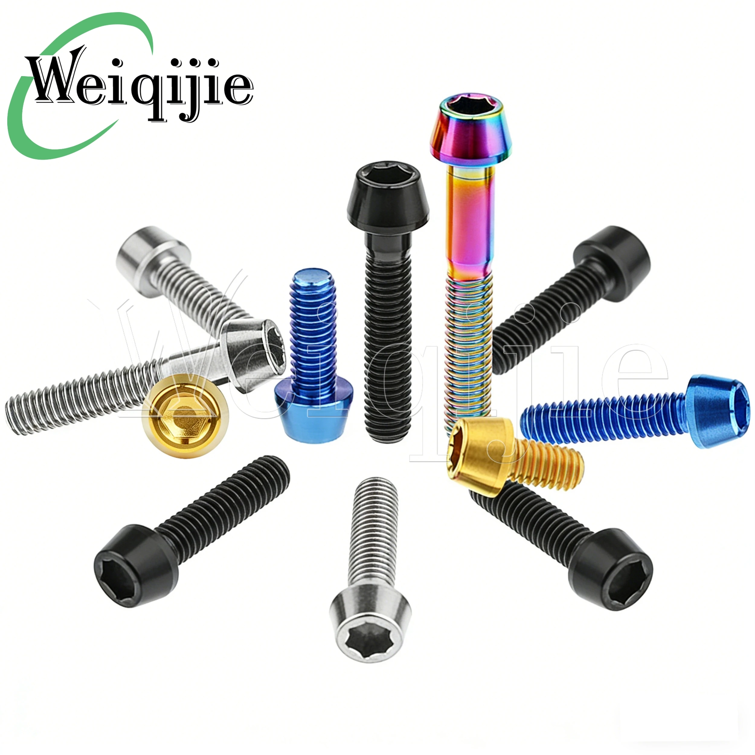 

Винты Weiqijie, 6 шт., из титанового сплава, M5x9 ~60 мм, с конической головкой и шестигранной внутренней резьбой, декоративные винты для мотоциклов и велосипедов