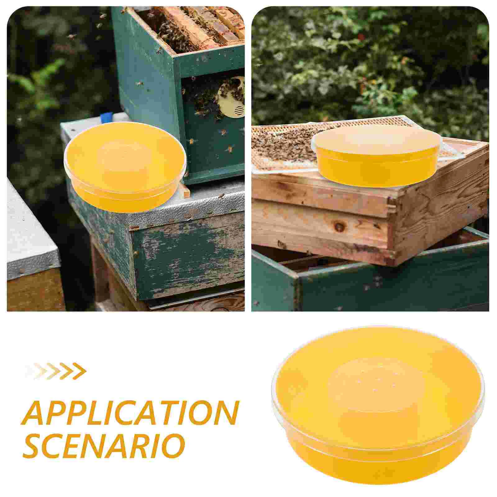 Round Bee Feeder Bee Water Feeder Beehive Drinking Bowl Beekeeping Tool (Yellow) round bee feeder bee drinking bowl