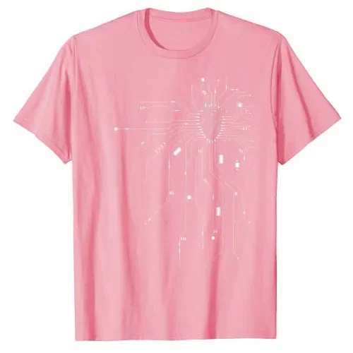 Electrical Electronic Engineer Circuit Graphic Tee Top Anatomical Heart CPU Processor Computer Programmer PCB Board T-Shirt