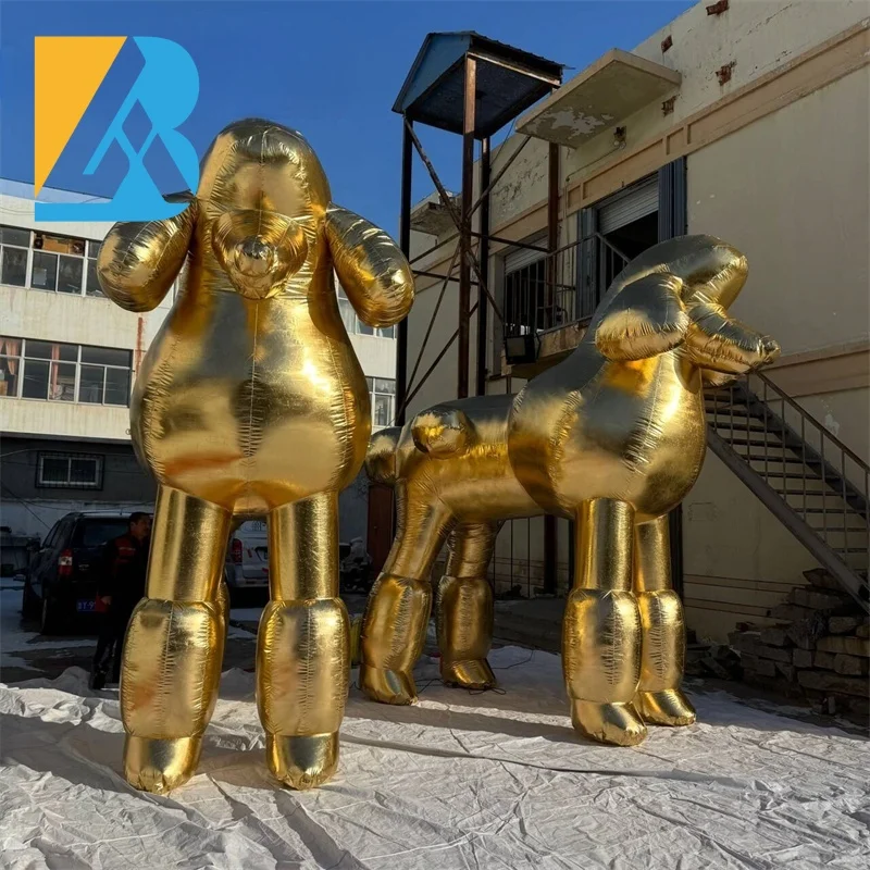 

Выполненный на заказ гигантский блестящий золотой надувной дизайн собаки для детского сада, сценические украшения, игрушки