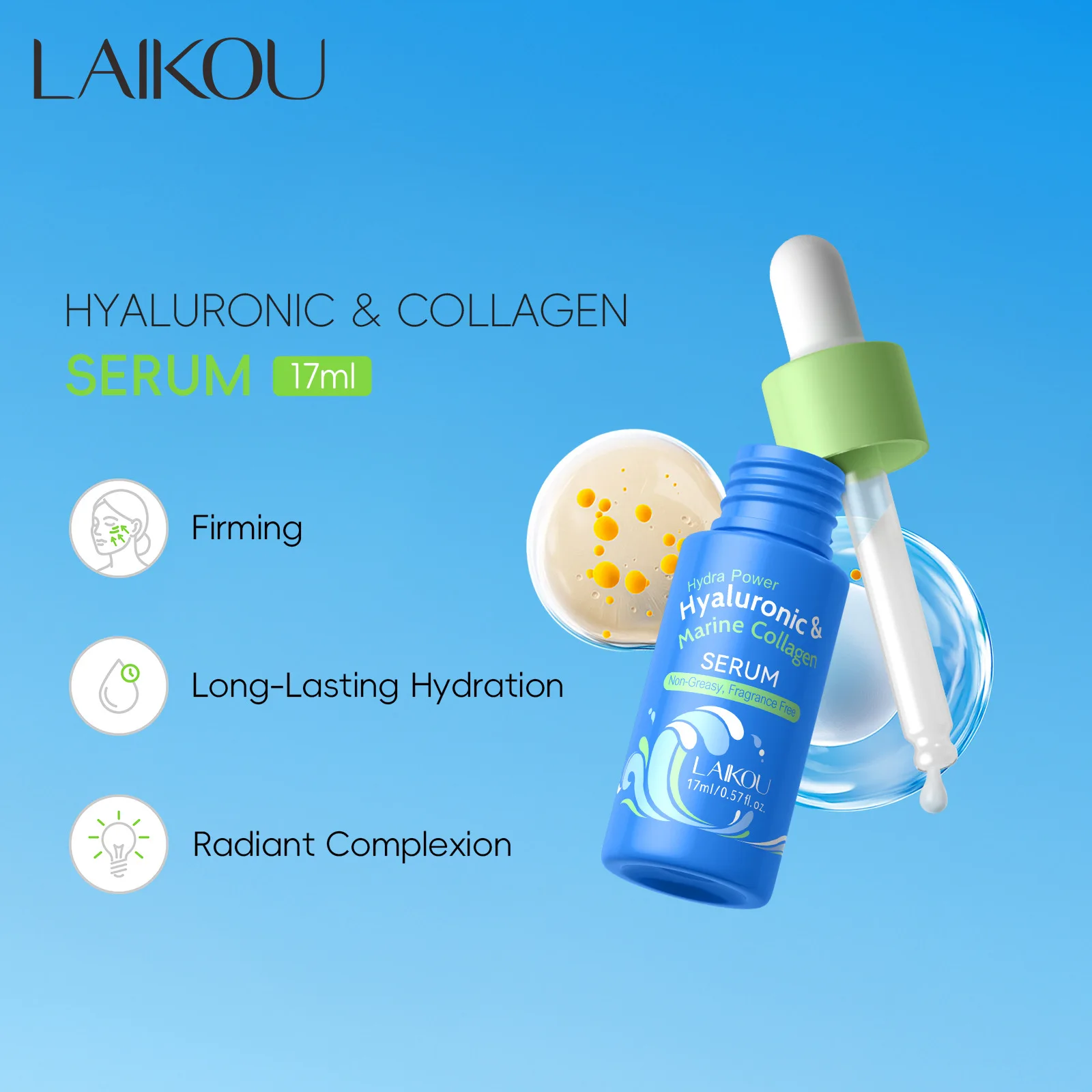 

LAIKOU Collagen Face essence 17ml Hyaluronic Acid essence Anti Wrinkle Anti Aging for Women Men Moisturizing