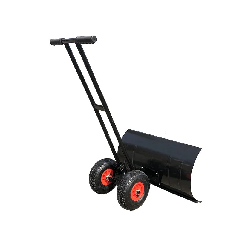 

Small snow shovel manual snow shovel hand push double rod wheeled removal tool