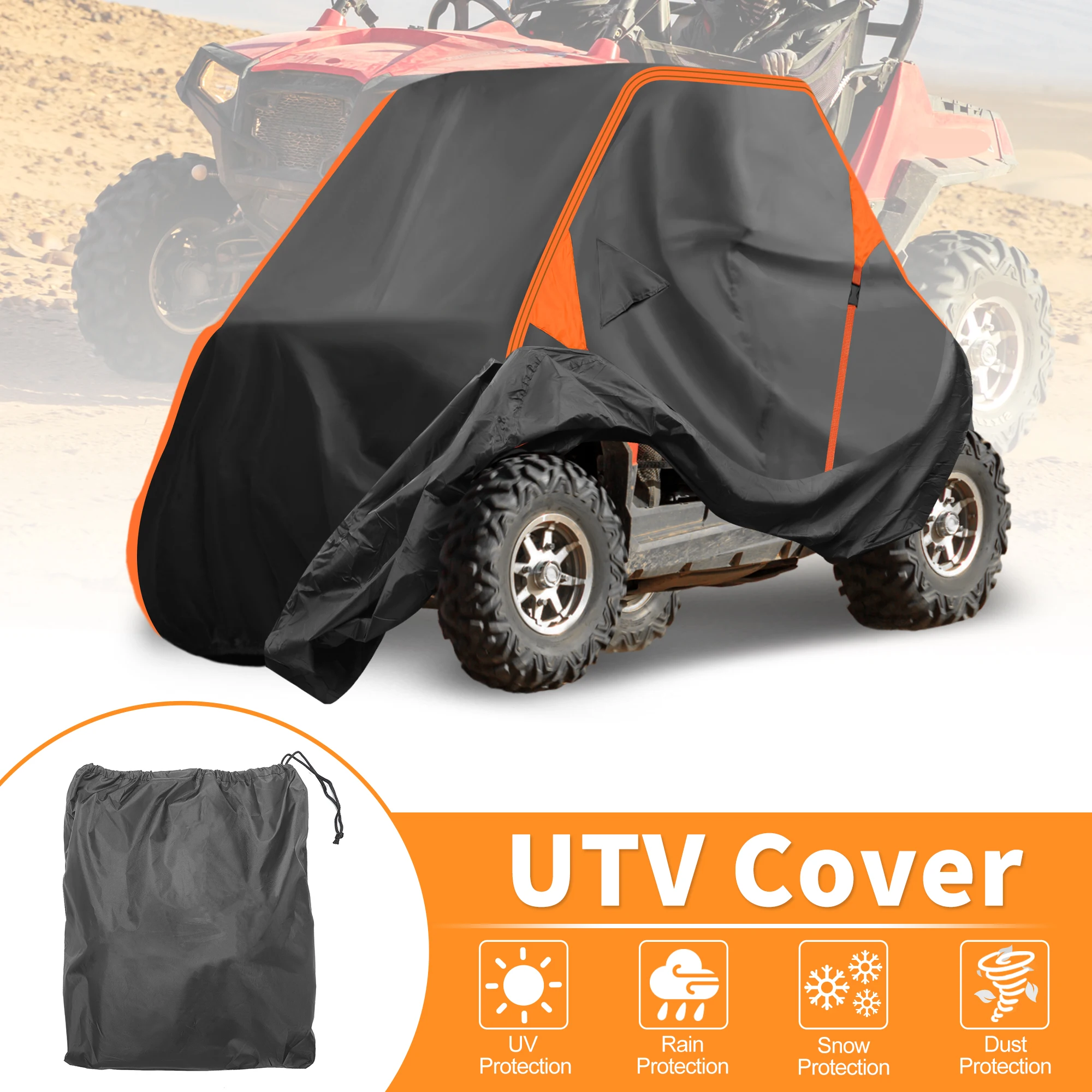 UXCELL UTV Cover for Polaris RZR Trail Sport/Ultimate Waterproof Side by Side Cover Outdoor Sun Protection 210D-PU 282x127x173cm