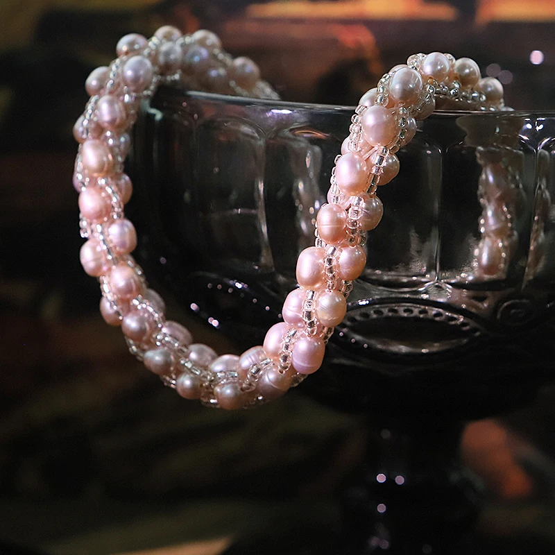 

Фиолетовое ожерелье из натурального пресноводного жемчуга с тремя кругами, роскошный дизайн, ожерелье высокого качества, свадебные женские украшения GN0244C