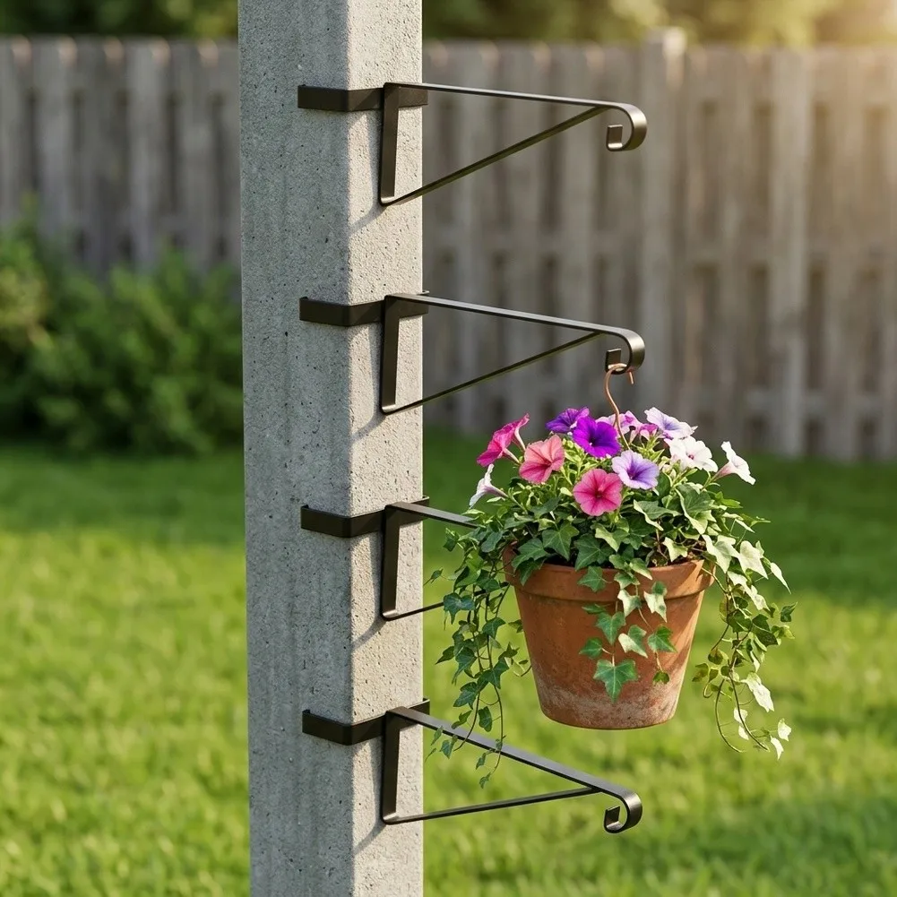 4pcs Metal For Hanging Basket Brackets for Concrete Posts Quick Mount Design for and Outdoor Decor Garden Accessories
