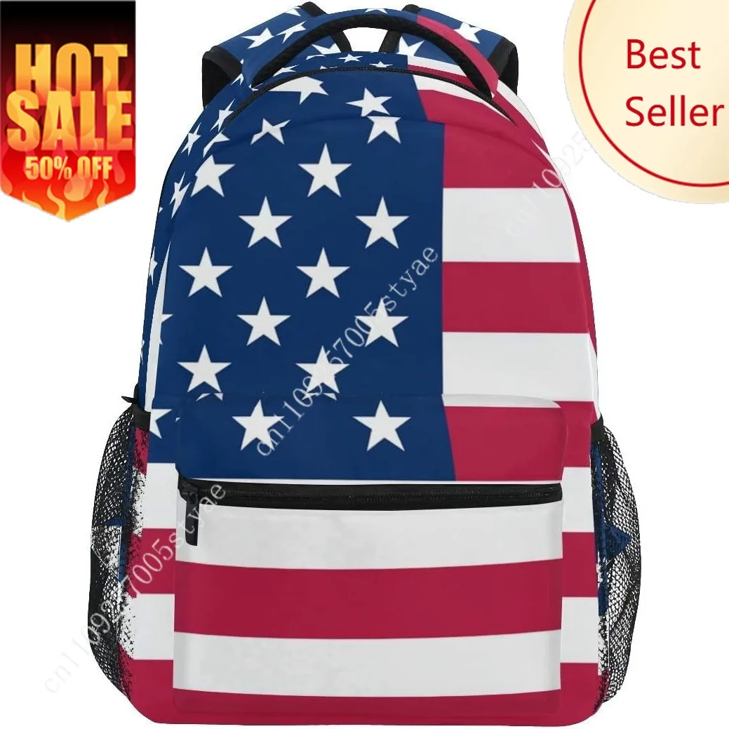 USA Flag Bag Mens Womens Backpack Fashion Daypack Large Capacity Knapsack Rucksack Light Shoulder Bags for Travel Outdoor