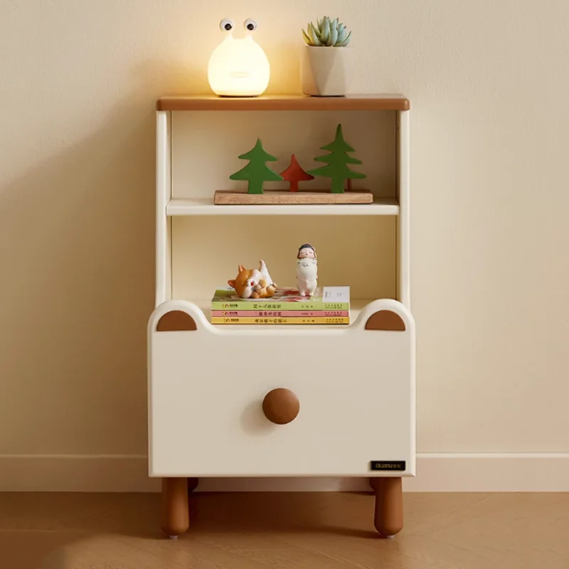 Mesita de noche para dormitorio pequeño, almacenamiento nórdico Librero, mesita de noche bonita coreana, ahorro de espacio, muebles de moda simples Criado Mudo de madera
