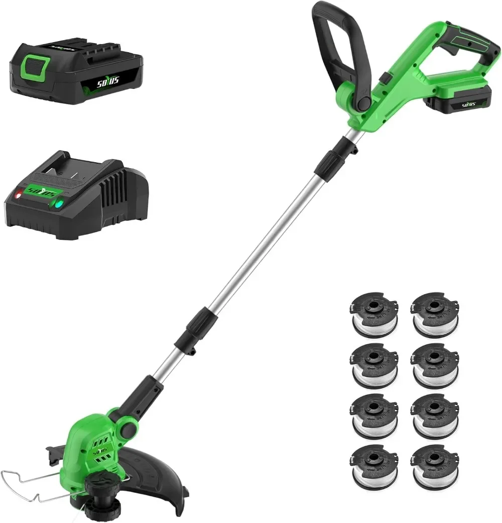 

Weed Wacker Cordless, 12 Inch String Trimmer Battery Powered with Battery and Charger,with 8 Pcs Replace Spool Trimmer Lines