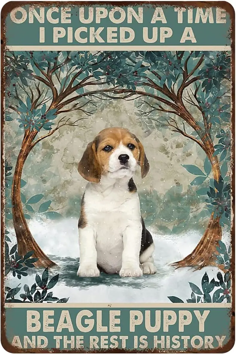 Metal Tin Sign Once Upon A Time I Picked Up A Beagle Puppy Sign Vintage Tin Sign Retro Sign Aluminum Signs for Kitchen