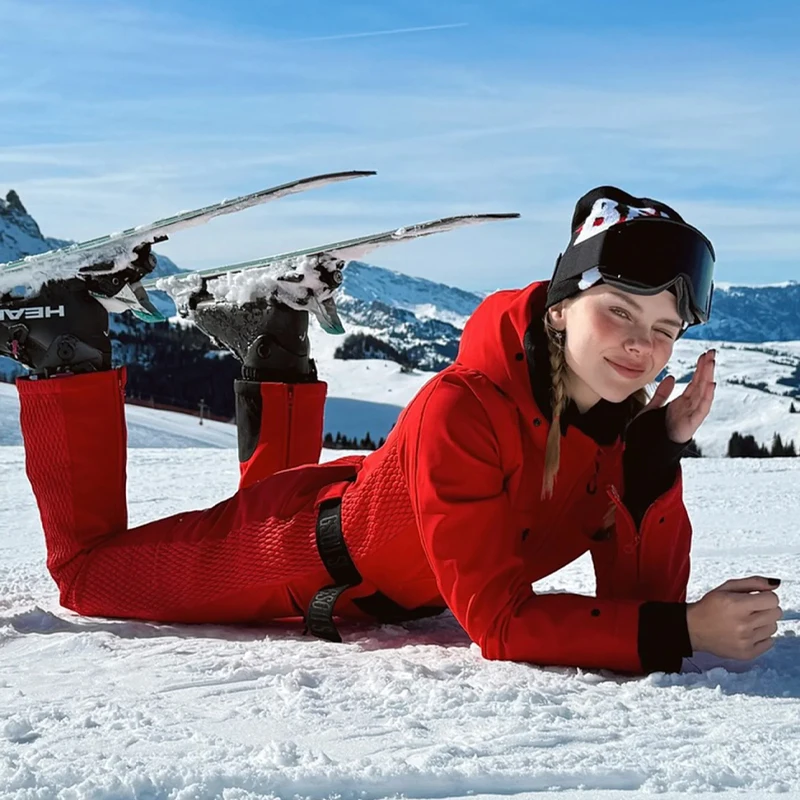 قطعة واحدة بدلات التزلج على الجليد للنساء بدلة التزلج الشتوية الحرارية ملابس التزلج المقاومة للماء بقصة ضيقة ملابس رياضية في الهواء الطلق #4