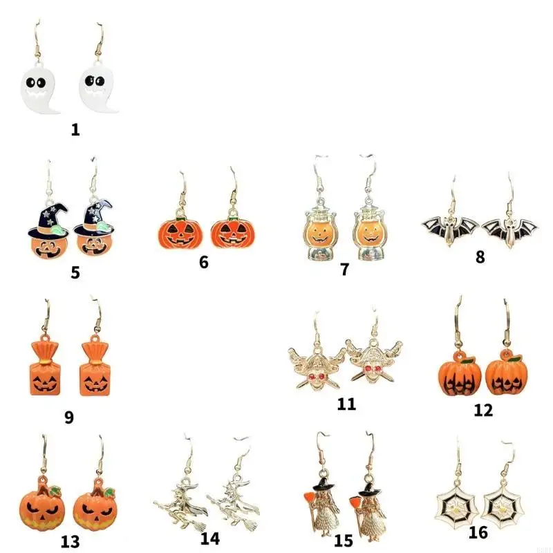 مضرب كرتون مضحك وأقراط اليقطين لحفلات الأزياء وارتداء اليومية E0BF