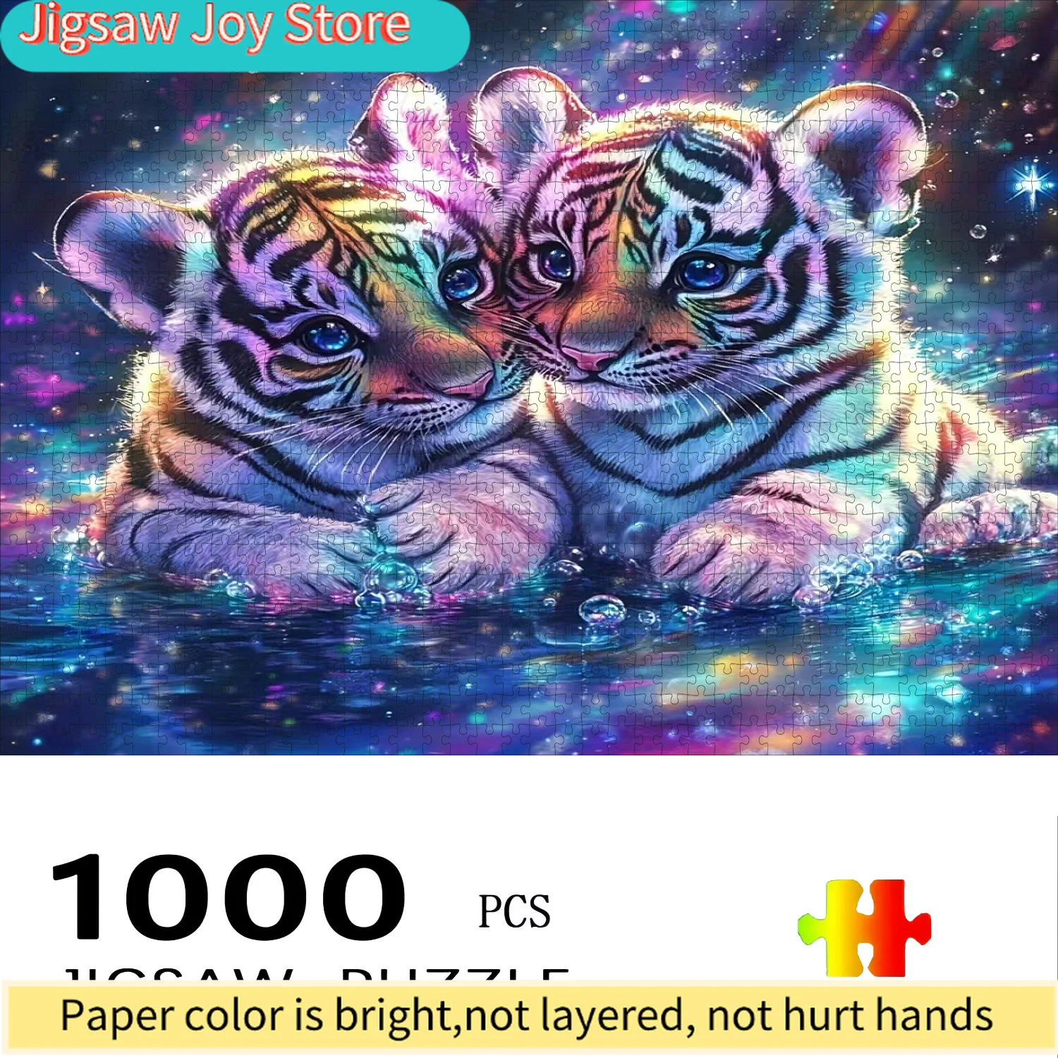 

Неоновая светящаяся в темноте головоломка с изображением тигра - светится под черным светом, семейная игра для снятия стресса, подходит для DIY декора стен, светящегося в темноте.