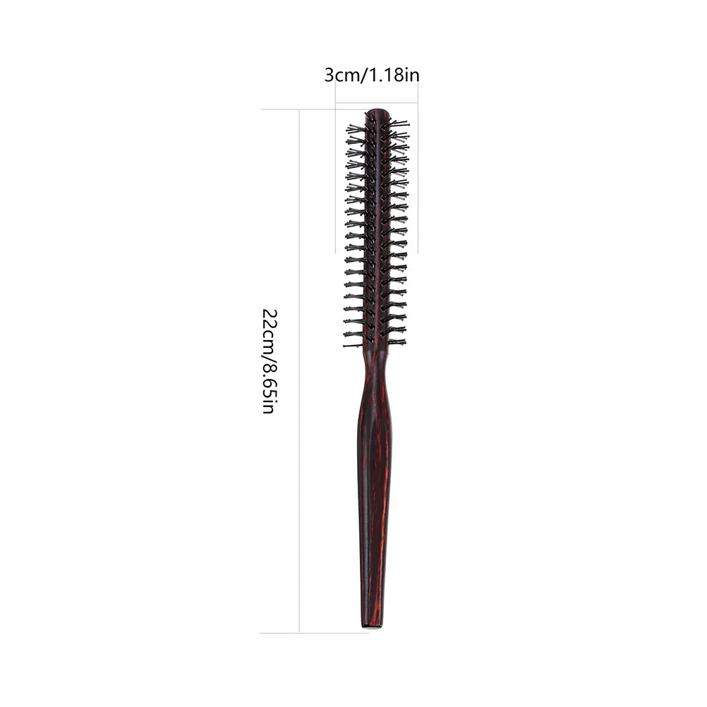 2Pcs Wood Round Hair Brush Curling Comb Ergonomic Handle Hairstyling Comb for Blow Dry Hair Care Salon Supplies