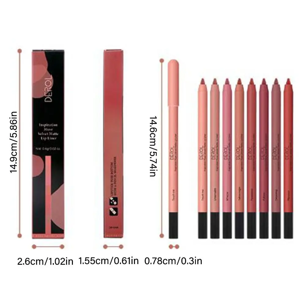 Fluweel Matte Lipliner Nieuwe Waterdichte Matte Matte Lippenstift Potloden Non-Stick Cups Glad Lipliner Potlood