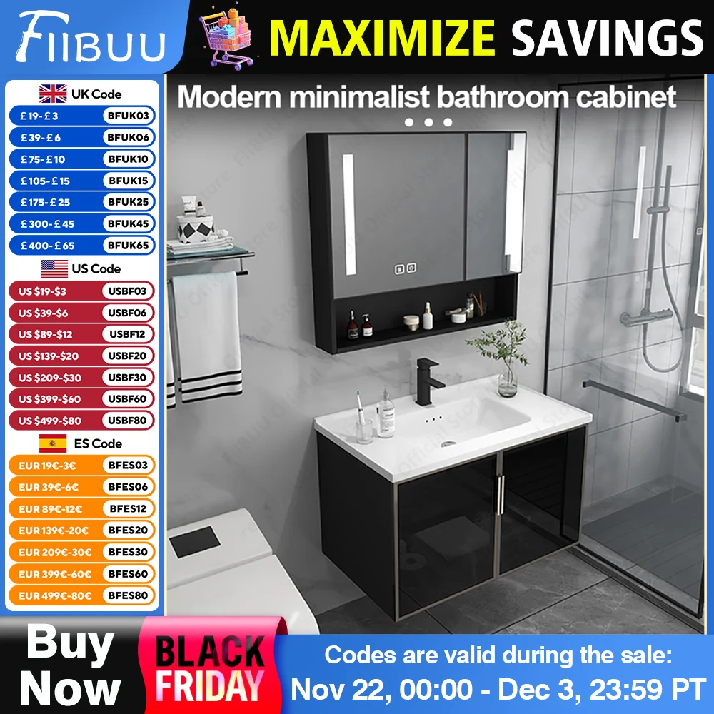 Modern Luxurious Bathroom Vanity Mirror Cabinet Integrated  Multifunctional Cabinet Artistic Ceramic Sink Bathroom Furniture