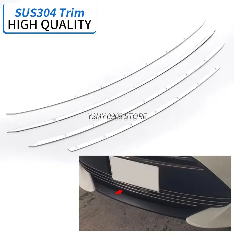 for Toyota Aqua Nhp10 2017 Front Bumper Protector Strips 4 Pieces Car Bumper Grille Garnish Chrome Styling External Accessories