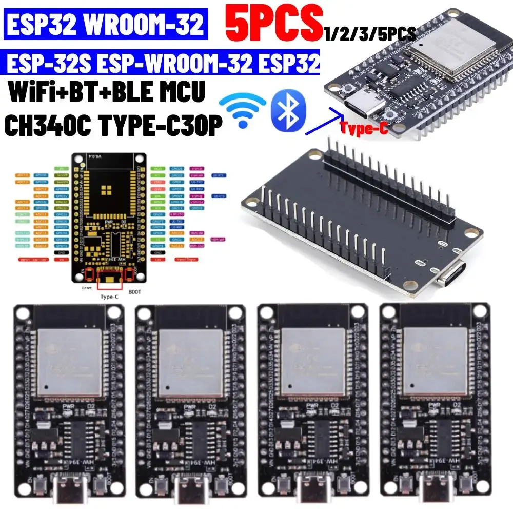 ESP-WROOM-32 ESP32-S ESP32 TYPE-C CH340C ESP32 Nodemcu ESP32 Development Board ESP32 Bluetooth Wifi Bluetooth Module ESP32 30Pin