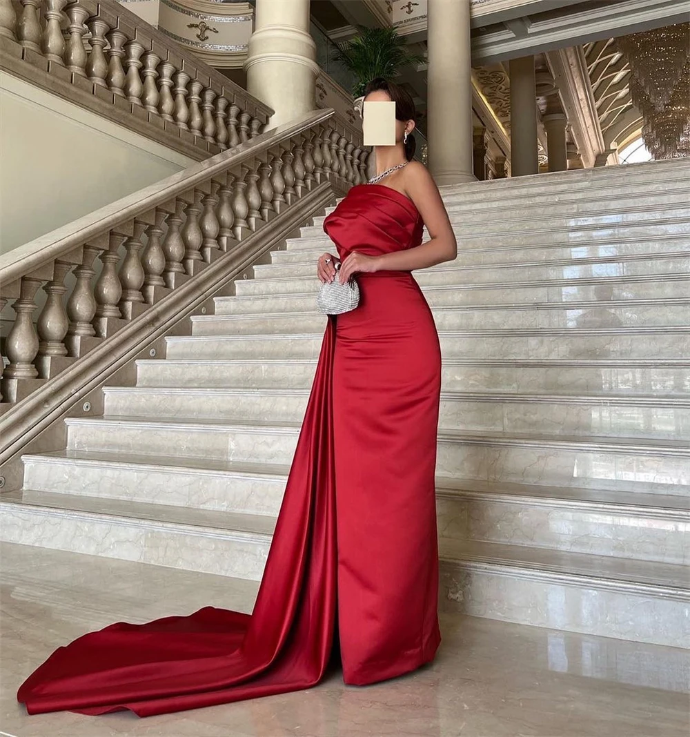 Jiayigong  Satin Ruched Valentine's Day A-line One-shoulder Bespoke Occasion Gown Long Dresses