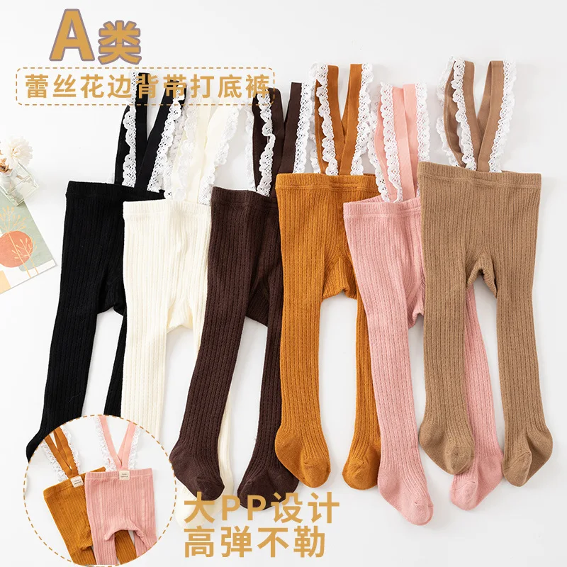 2022 Autumn Baby Pants Leggings knitting Elasticity Pants For Newborn Girl Pp Pants Baby Strap Overalls Toddler Baby Pants