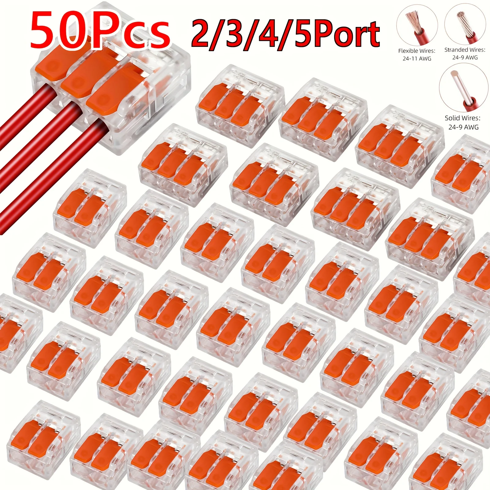 10/20/30/50Pcs Multi Port Orange Universal Quick PlugIn Terminals Connectors Wire Connector Terminals