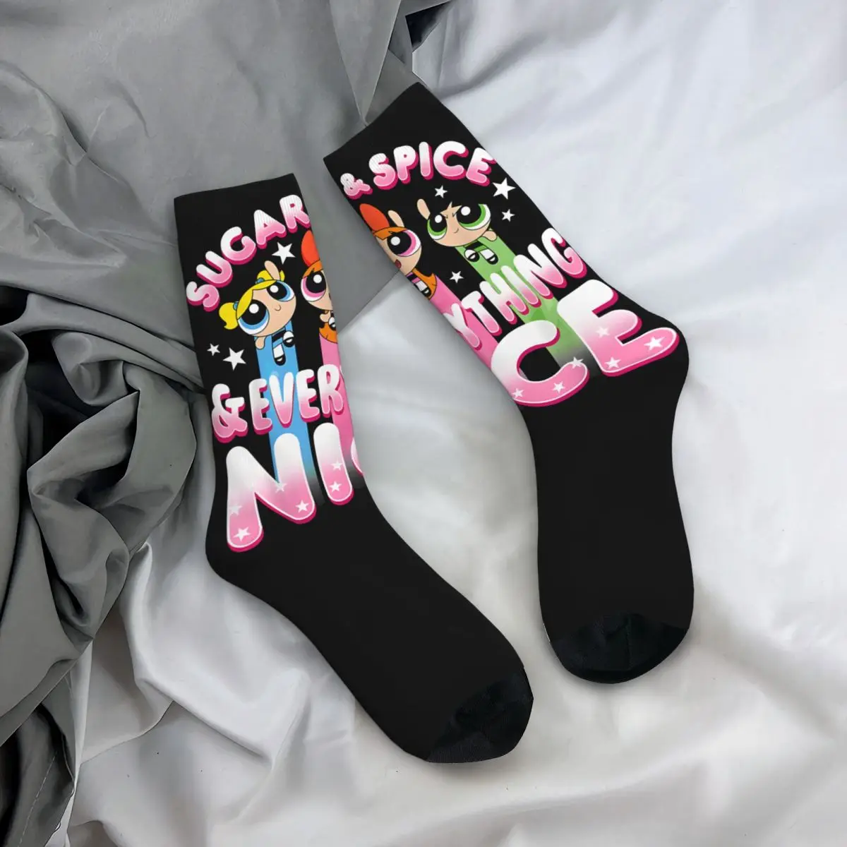 Terrific Men\'s Socks Retro Harajuku Powerpuff Girls Street Style Novelty Casual Crew Sock