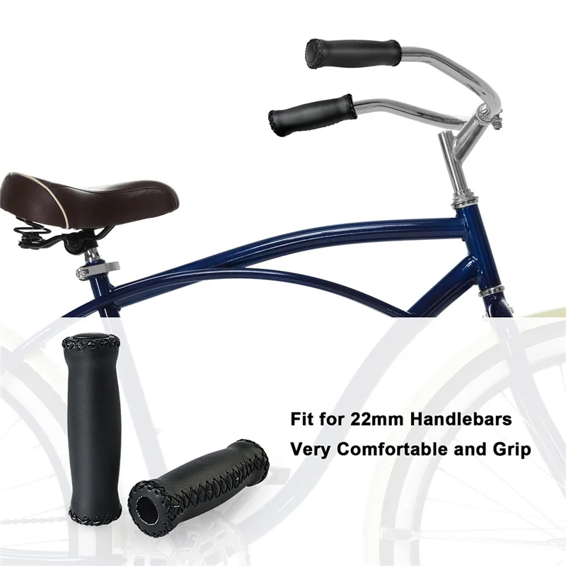 

AC22-Bike Handlebar Grips,Hand-Stitched Retro Bicycle Grips,For Most 22.2Mm (7/8Inch) Bicycle Handlebar