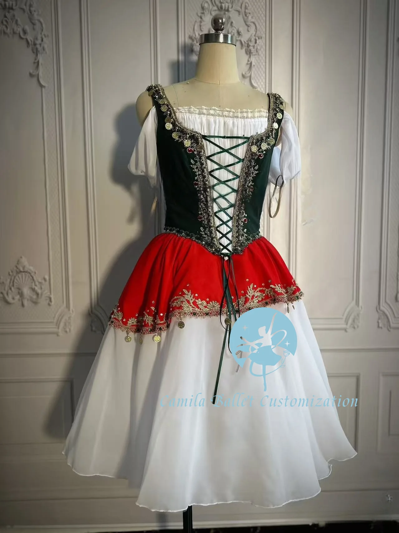 الراقية الجديدة الخاصة المخصصة Esmeralda الاختلافات أداء الباليه المنافسة PDE تنورة طويلة من الشاش للبالغين والأطفال #1