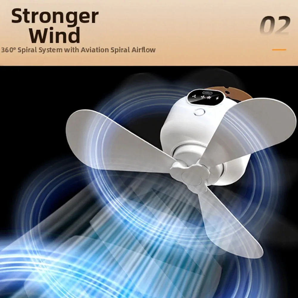 USB Rechargeable Remote Controlled Ceiling Fan for Camping RV Tent Environments 2000mAh 4000mAh Battery 3 Adjustable Speeds