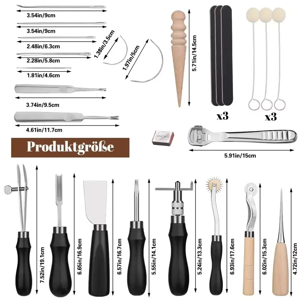 37Pcs Leather Work Tools Leather Hand Tools with Edge Skiver Sewing Tools Leather Craft Tool for Beginners