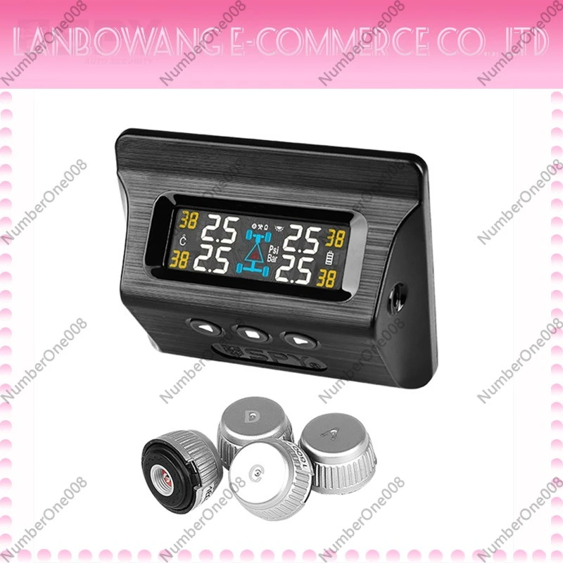 TPMS Tire Pressure Monitoring System Wireless Solar LCD Display External Sensor Car Tyre Monitor