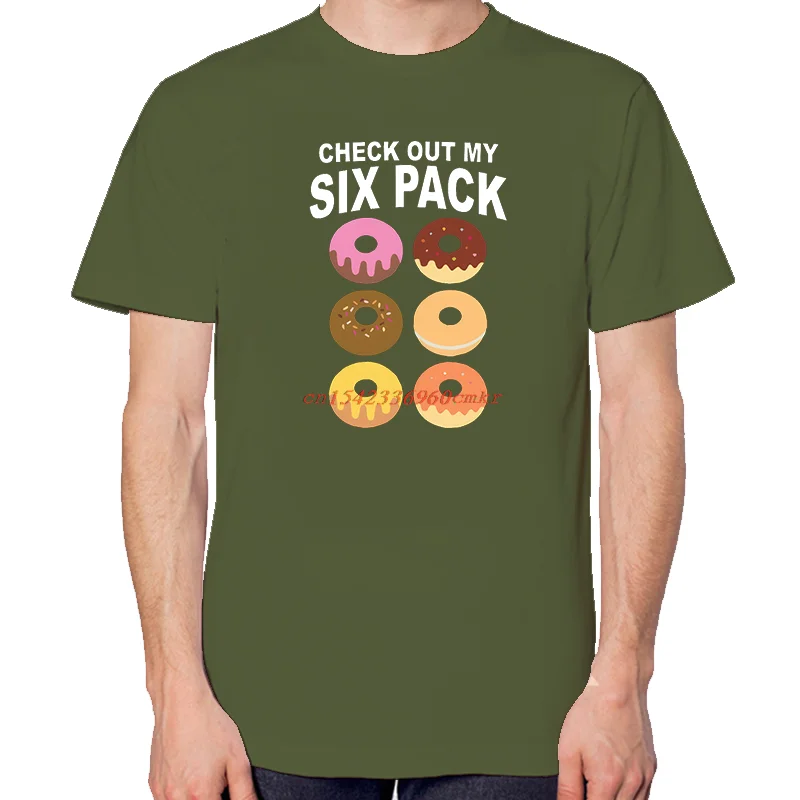 Funny Graphic T Shirts Check Out My Six Pack Donut Fashion Print T Shirt Summer Casual Crewneck Tees Tops Cotton O-Neck T-Shirt