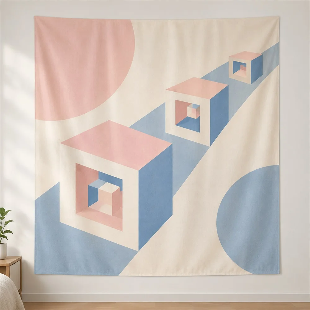 VIKAMA Op Art Geometry Diagonal Flow Tapestry Wall Hanging, Modern Wall Art Tapestries for Bathroom Bedroom Living Room Entryway