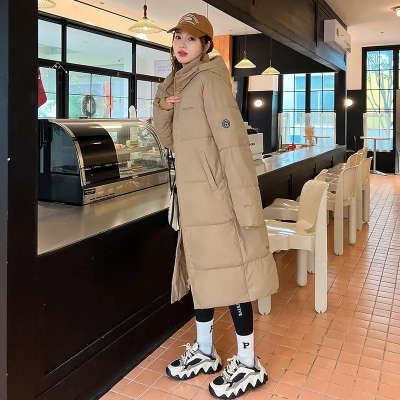 Women's Fall Winter Cotton Jacket Top Coat Hooded Mid-length Thickened Warm Niche Design Sense Simple Comfortable Brand Fashion