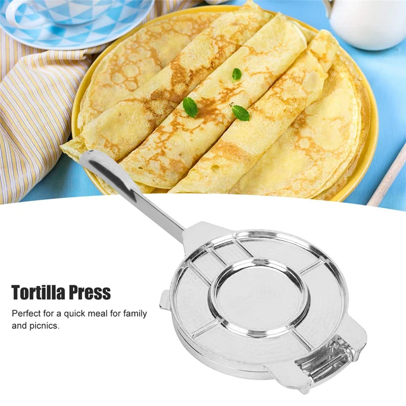 Foldable Aluminum Alloy Tortilla Press, DIY Maker Tool For Quesadilla Roti Flatbreads