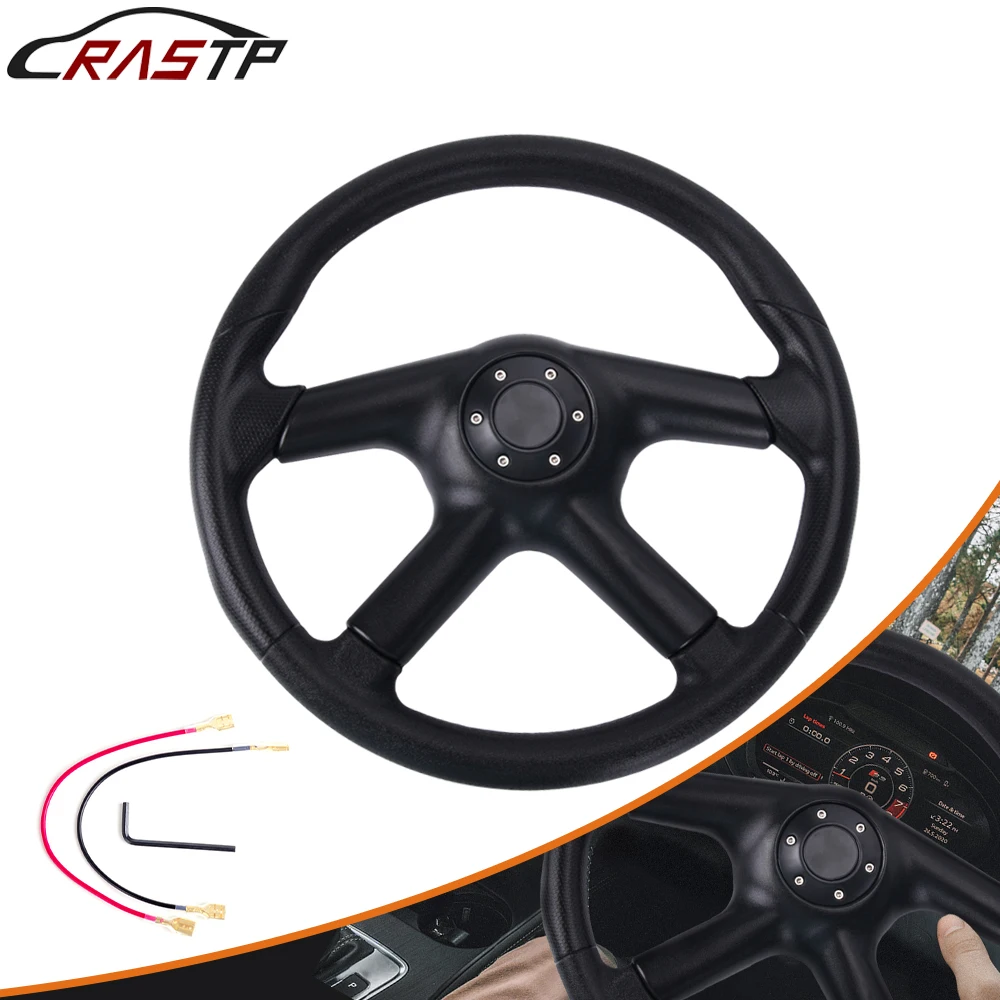 RASTP-Universal 14inch 350mm Racing Steering Wheel Skidproof PU Leather Car Sport Steering Wheels Car Accessories STW080
